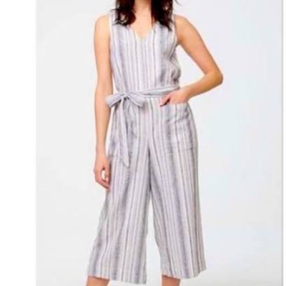 Beachlunchlounge linen blend cropped sleeveless jumpsuit